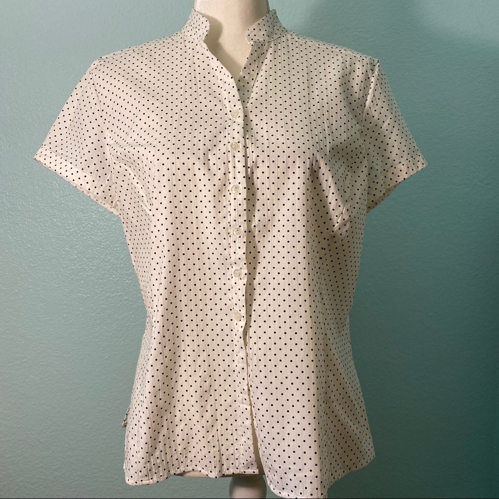 Autograph New York Polka Dot Top, Cap Sleeves, -L-